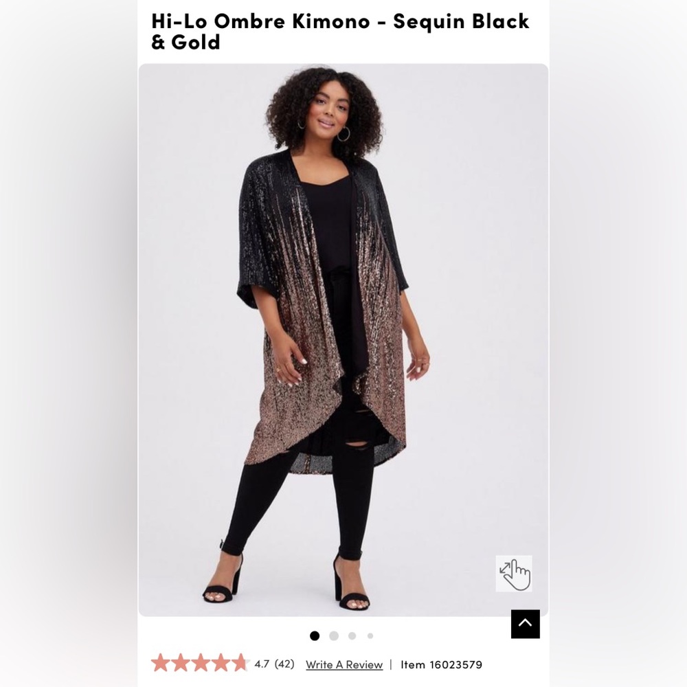 Hi-Lo Ombre Kimono - Sequin Black & Gold 3X Torrid